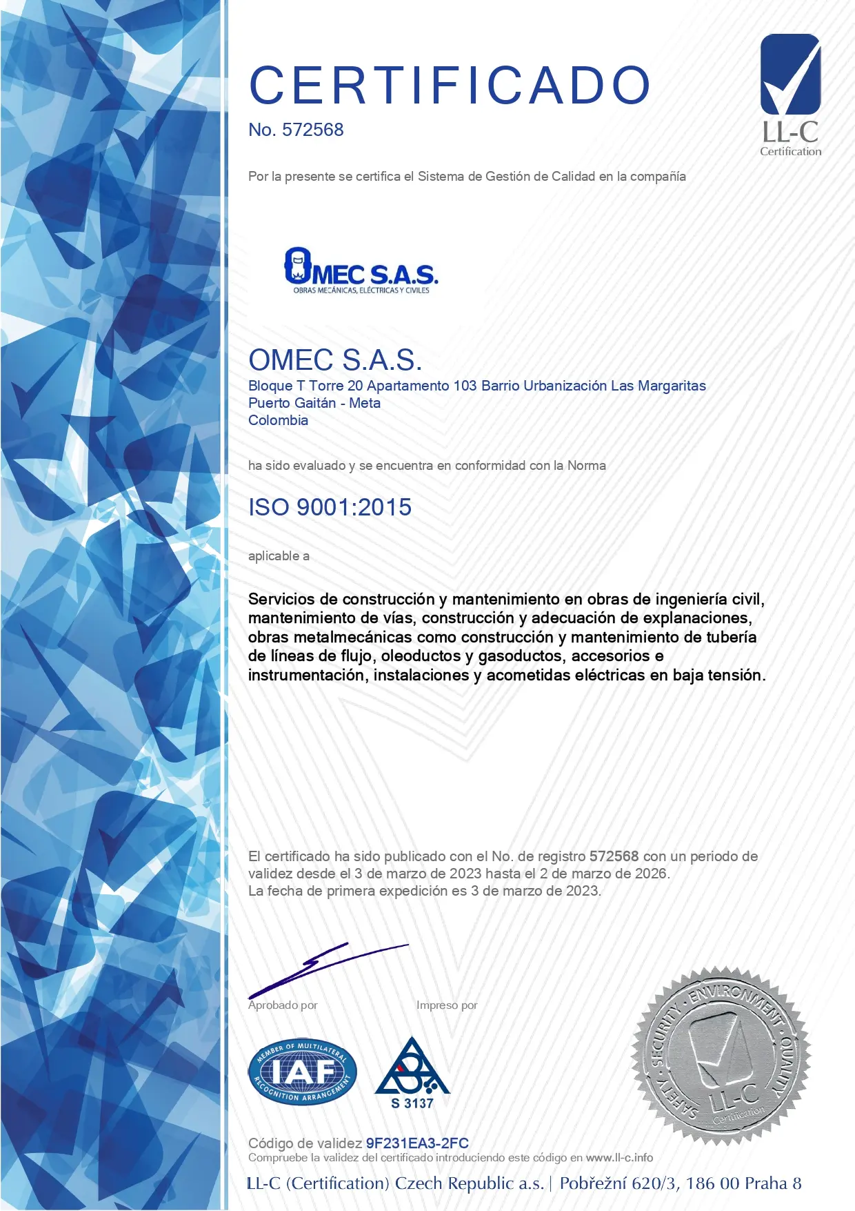 Certificado ISO 9001